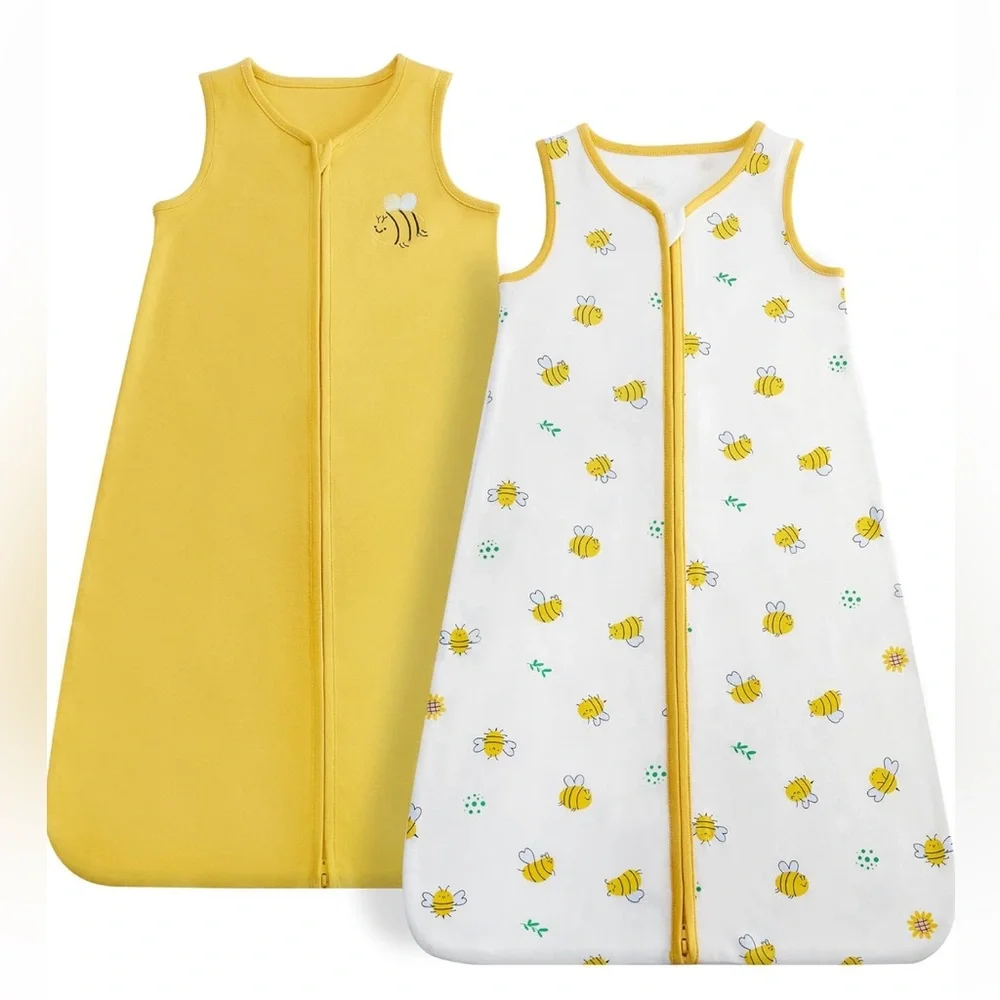 NWOT Bee Print Kids Sleep Sacks - Yellow and White - Picture 1 of 6
